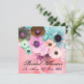 INVITATION LAVAGE DE VAISSELLE DE MARIÉE FLEURS DE ROSES BLEU (Debout devant)