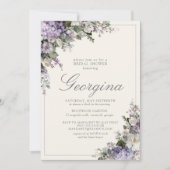 Invitation Lavage Hydrangea Monogramme Blanc Mariage (Devant)