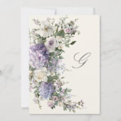 Invitation Lavage Hydrangea Monogramme Blanc Mariage (Dos)
