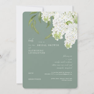 Invitation Lavage Hydrangea Sombre Sauge Rond Baby Shower de 