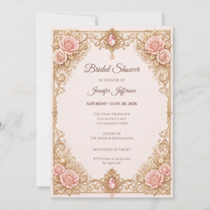 Invitation Lavage Rose Élégant Fleurs Mariage