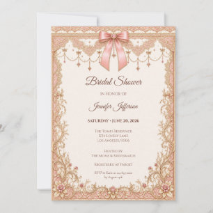 Invitation Lavage Rose Élégant Fleurs Mariage