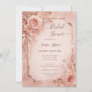 Invitation Lavage Rose Élégant Fleurs Mariage