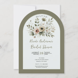Invitation Lavande à l'aquarelle verte olive kaki Fête de mar