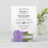 Invitation Lavande à longue tige violet Rose Élégant mariage (Debout devant)