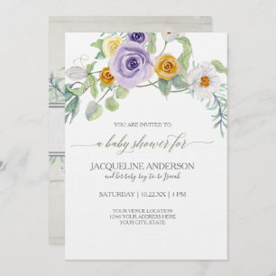 Invitation Lavande Ambre Rose Floral Baby shower Planches en 