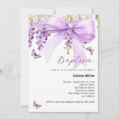 Invitation Lavande arc floral fille Baptême (Devant)