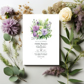 Invitation Lavande avec le mariage de printemps floral vert