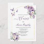 Invitation Lavande avec papillons Quinceanera espagnol (Devant / Derrière)