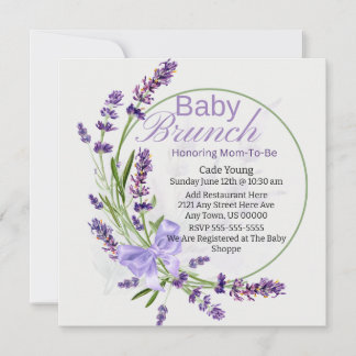Invitation Lavande/Baby shower pourpre/Invitation Brunch bébé