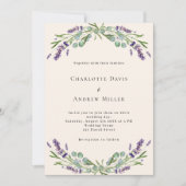 Invitation Lavande beige vert pourpre fleurs mariage (Devant)