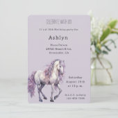 Invitation Lavande Blanc Floral Cheval Cowgirl Anniversaire (Debout devant)