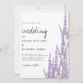 Invitation Lavande blanc manuscrit mariage floral (Devant)