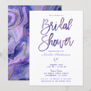 Invitation Lavande Blanc Mariage Chic Glam Royal Fête de Mari