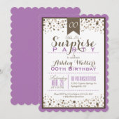 Invitation Lavande, Blanc, Taupe Surprise Party (Devant / Derrière)