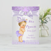 Invitation Lavande blanche Lilac Princesse Baby shower Blonde (Debout devant)