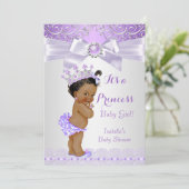 Invitation Lavande blanche Lilac Princesse Baby shower ethniq (Debout devant)
