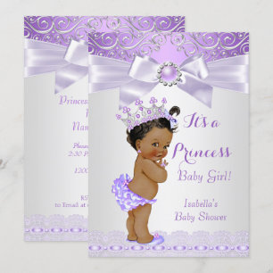 Invitation Lavande blanche Lilac Princesse Baby shower ethniq