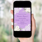 Invitation Lavande blanche roses dentelle anniversaire