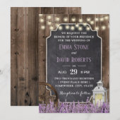 Invitation Lavande blanche rustique Mariage floral (Devant / Derrière)