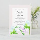 Invitation Lavande Bleu Aquarelle Freesia Flowers Mariage (Debout devant)