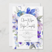 Invitation Lavande Bleu Arc Floral QR Code Tout en 1 Mariage (Devant)