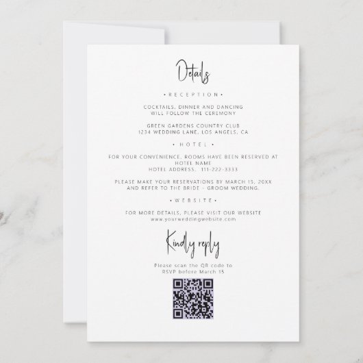 Invitation Lavande Bleu Arc Floral QR Code Tout en 1 Mariage (Dos)