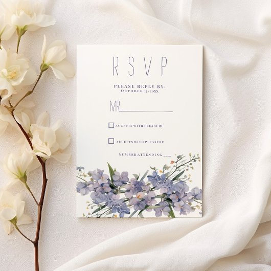 Invitation Lavande bleu menthe fleur sauvage RSVP