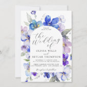 Invitation Lavande bleu violet Mariage de fleurs de marine Ma (Devant)