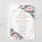 Invitation Lavande Blush Floral Géométrique 16e Quinceañera (Devant)