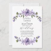 Invitation Lavande Botanique Floral Élégant Mariage (Devant)