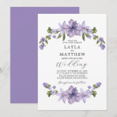 Invitation Lavande Botanique Floral Élégant Mariage (Devant / Derrière)