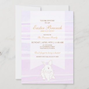 Invitation Lavande Brunch de Pâques et lapin de chasse aux oe