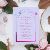 Invitation Lavande céleste Mariage de lune de soleil rose