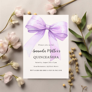 Invitation Lavande crème arc élégant Quinceanera
