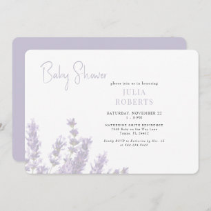 Invitation Lavande dans le Baby shower en fleur Horizontal