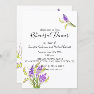 Invitation Lavande d'aquarelle douce et fleurs vertes
