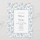 Invitation Lavande d'aquarelle et Motif d'eucalyptus (Devant / Derrière)