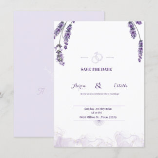 Invitation Lavande d'aquarelle romantique Mariage floral Invi