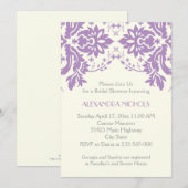Invitation Lavande de Damas, gris, ivoire mariage douche nupt (Devant / Derrière)