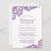 Invitation Lavande de dentelle violet | Dîner de répétition M (Devant)
