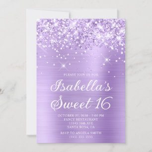 Invitation Lavande de la Glittery Foil Sweet 16 Photo
