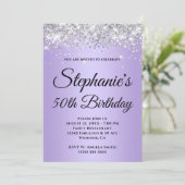 Invitation Lavande de Parties scintillant argentée brillante (Debout devant)
