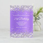 Invitation Lavande de Parties scintillant argentée brillante  (Debout devant)