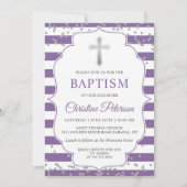 Invitation Lavande de Parties scintillant d'argent Baptême de (Devant)