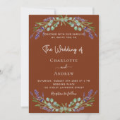 Invitation Lavande de terre cuite verdure fleurie mariage de (Devant)