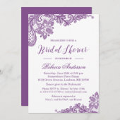 Invitation Lavande dentelle violette Élégante Fête des mariée (Devant / Derrière)