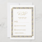 Invitation Lavande d'or géométrique rose floral Mariage RSVP (Devant)