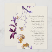 Invitation Lavande d'or moderne Floral Mariage chrétien (Devant / Derrière)