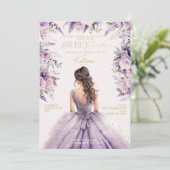 Invitation Lavande Douce 16 Seize Robe Violette Florale (Debout devant)